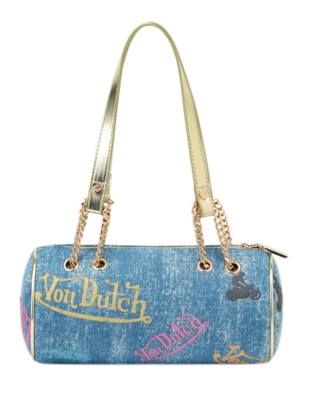 Von Dutch Denim Barrel Bag in Light Denim - Picture 7 of 9